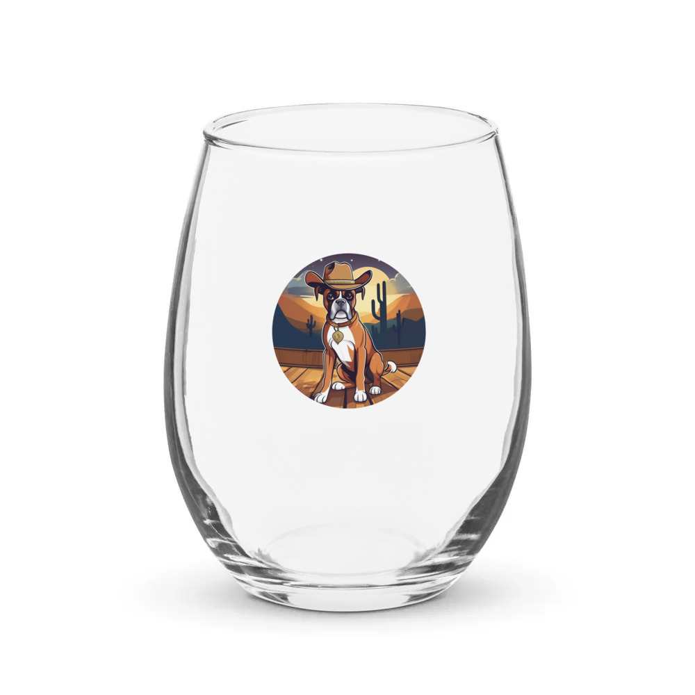 PugMug Custom Boxer Dog Stemless Wine Glass