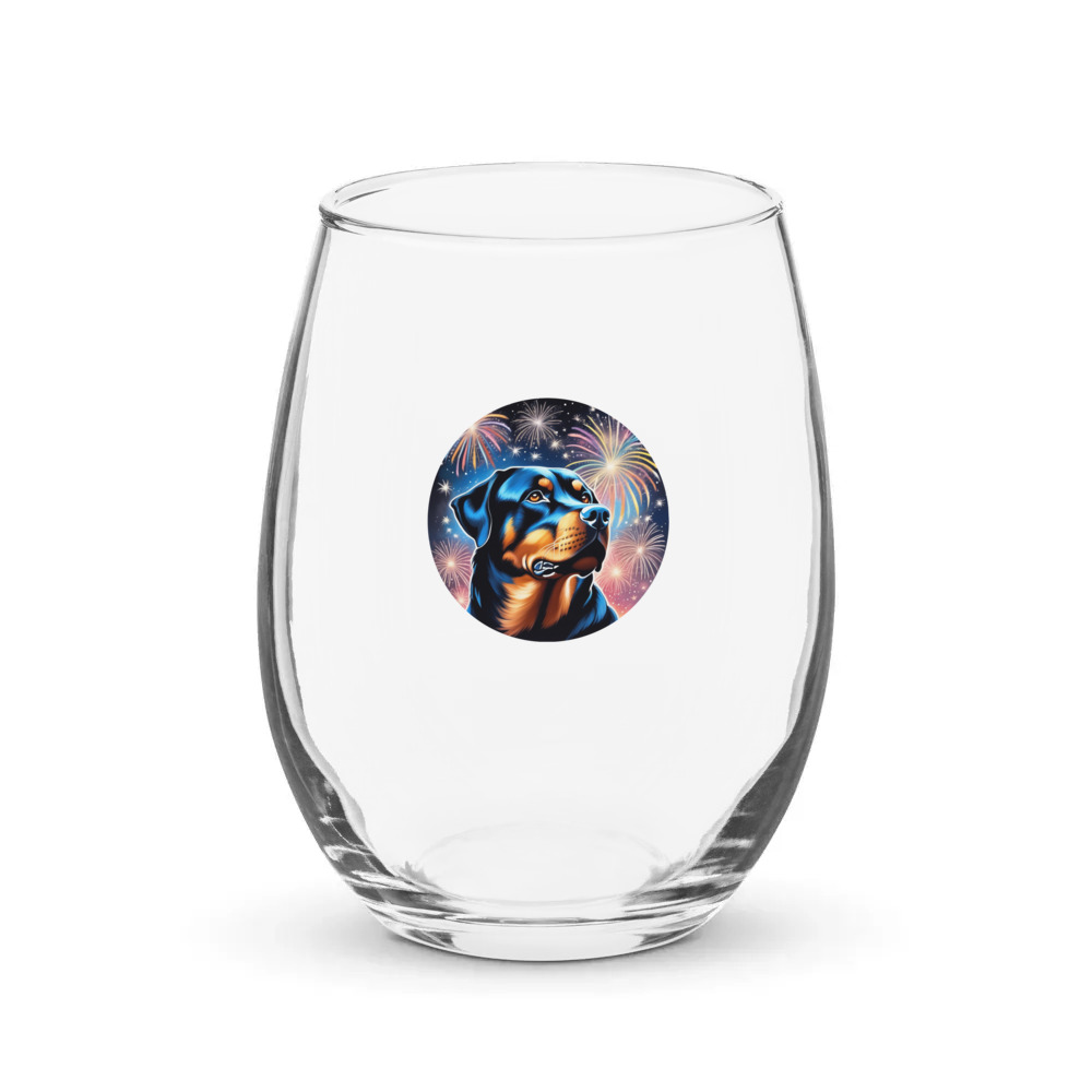 PugMug Custom Rottweiler Stemless Wine Glass