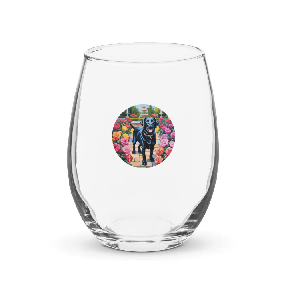 PugMug Custom Black Labrador Retriever Stemless Wine Glass