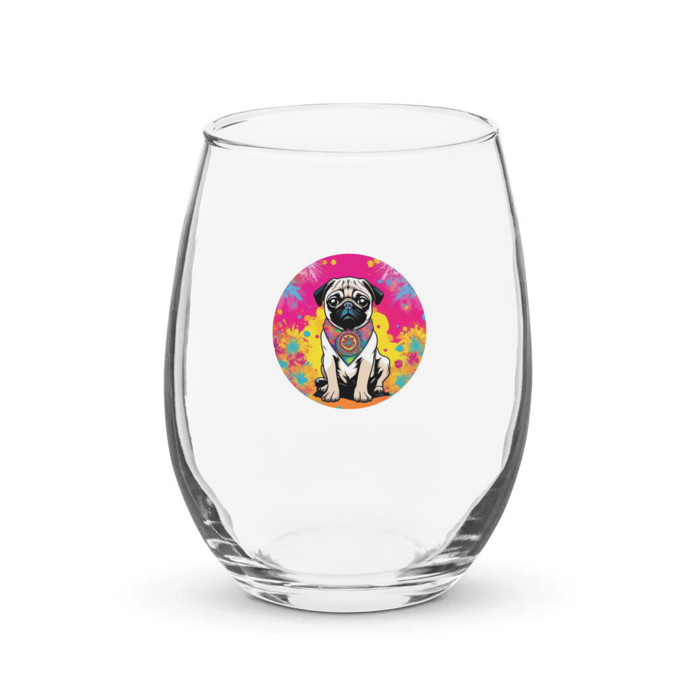 PugMug Custom Pug Stemless Wine Glass
