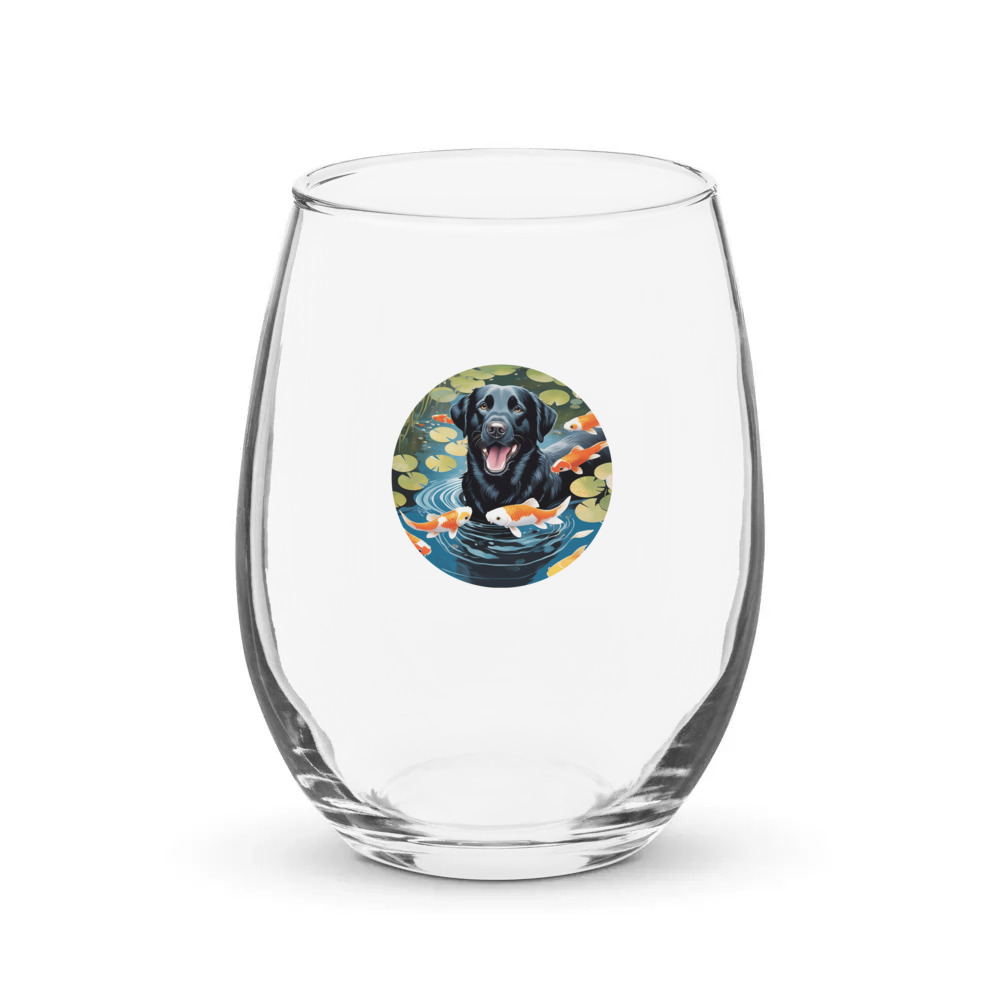 PugMug Custom Black Labrador Retriever Stemless Wine Glass