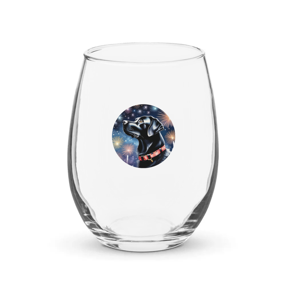 PugMug Custom Black Labrador Retriever Stemless Wine Glass