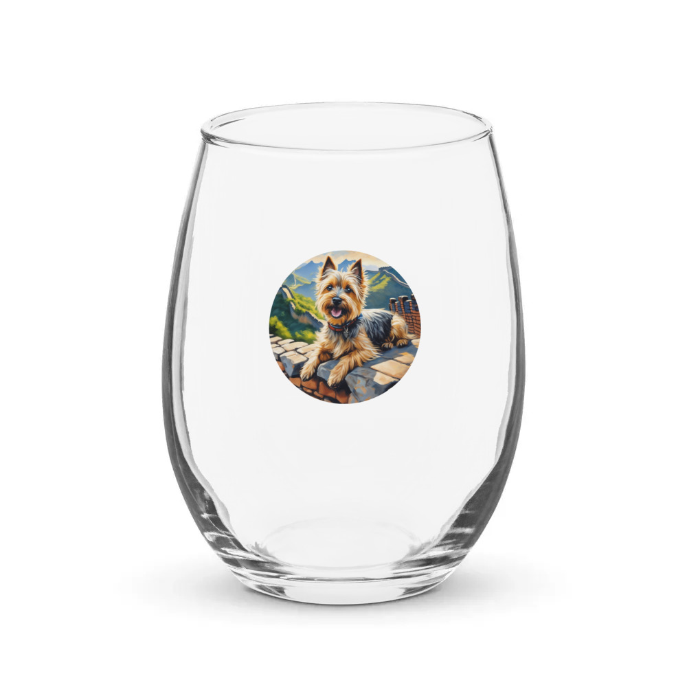 PugMug Custom Cairn Terrier Stemless Wine Glass