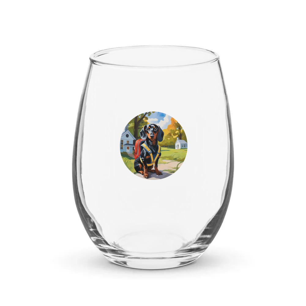 PugMug Custom Black Dachshund Stemless Wine Glass