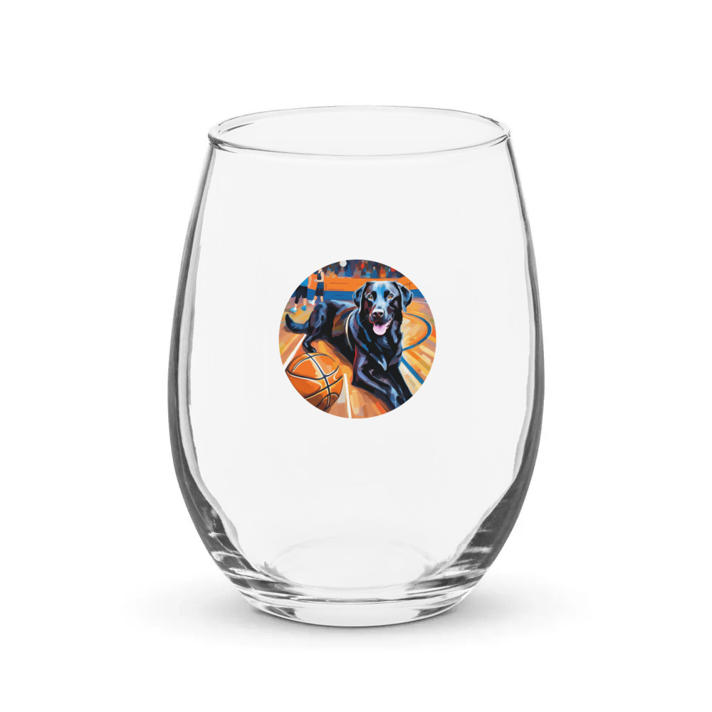 PugMug Custom Black Labrador Retriever Stemless Wine Glass