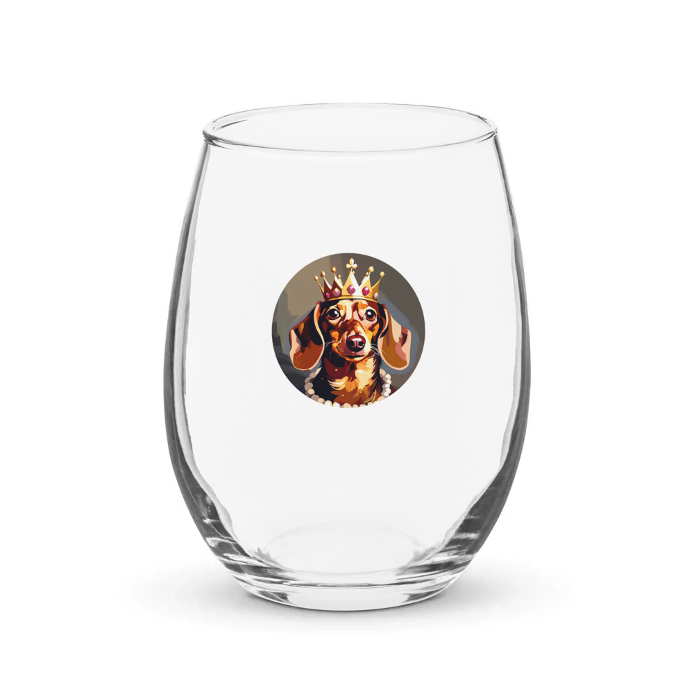 PugMug Custom Tan Dachshund Stemless Wine Glass