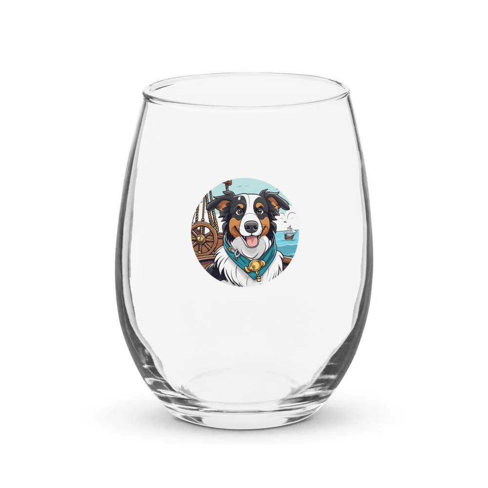 PugMug Custom Border Collie Stemless Wine Glass