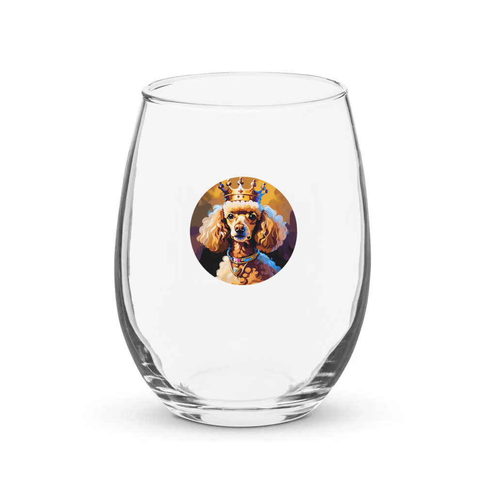 PugMug Custom Tan Poodle Stemless Wine Glass