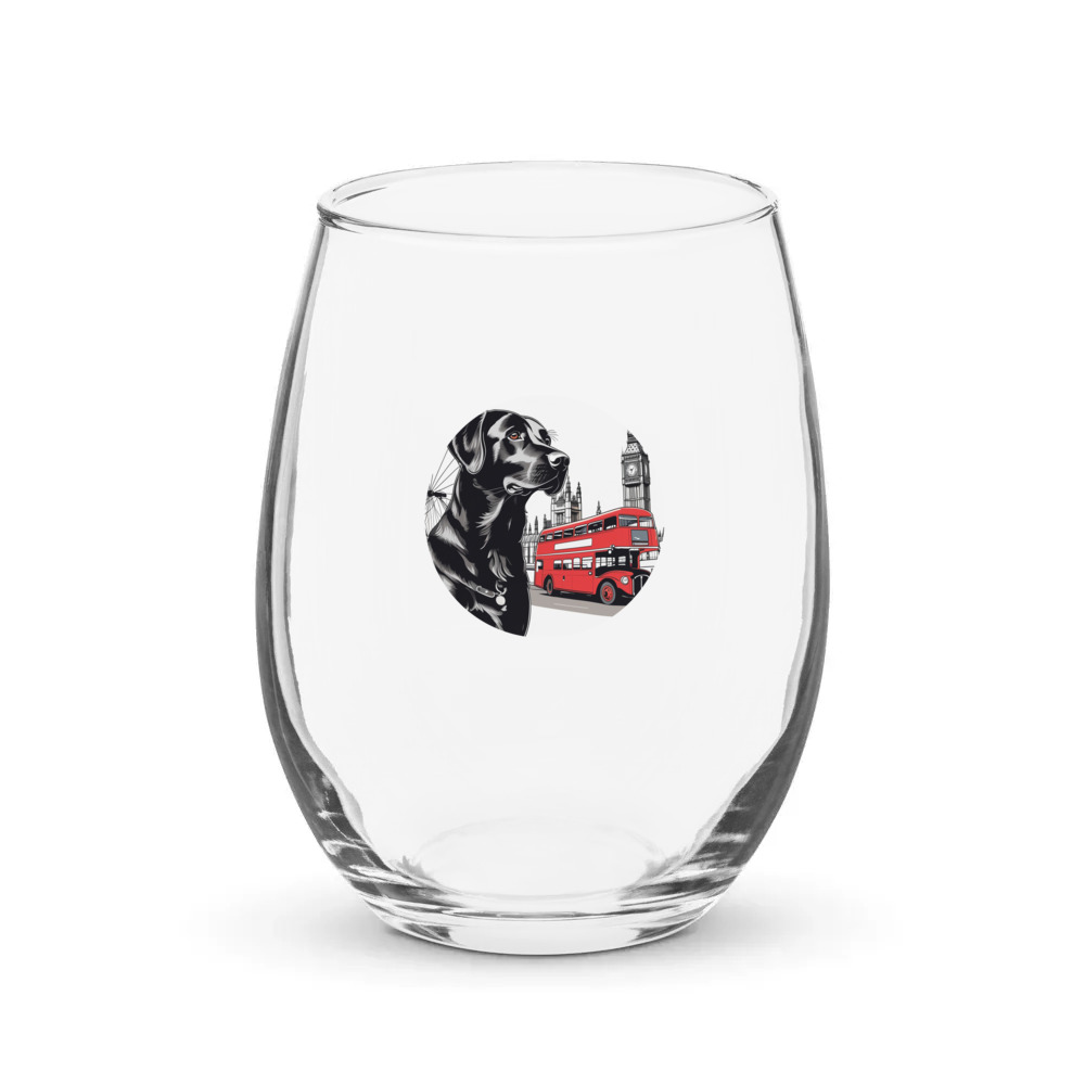 PugMug Custom Black Labrador Retriever Stemless Wine Glass