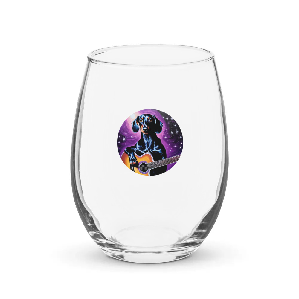 PugMug Custom Black Dachshund Stemless Wine Glass