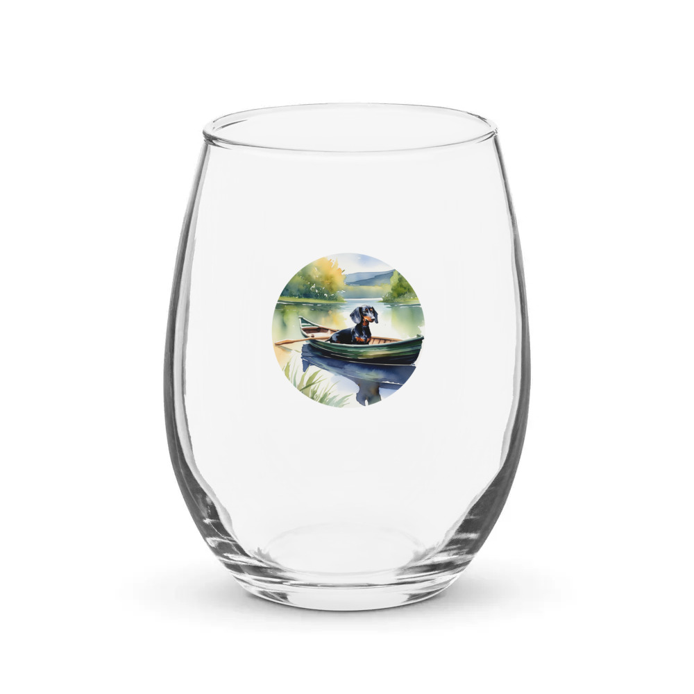 PugMug Custom Black Dachshund Stemless Wine Glass