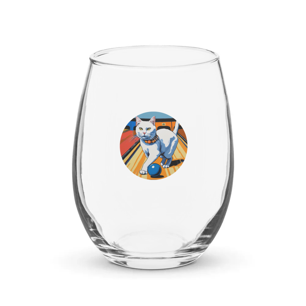 PugMug Custom White Companion Cat Stemless Wine Glass
