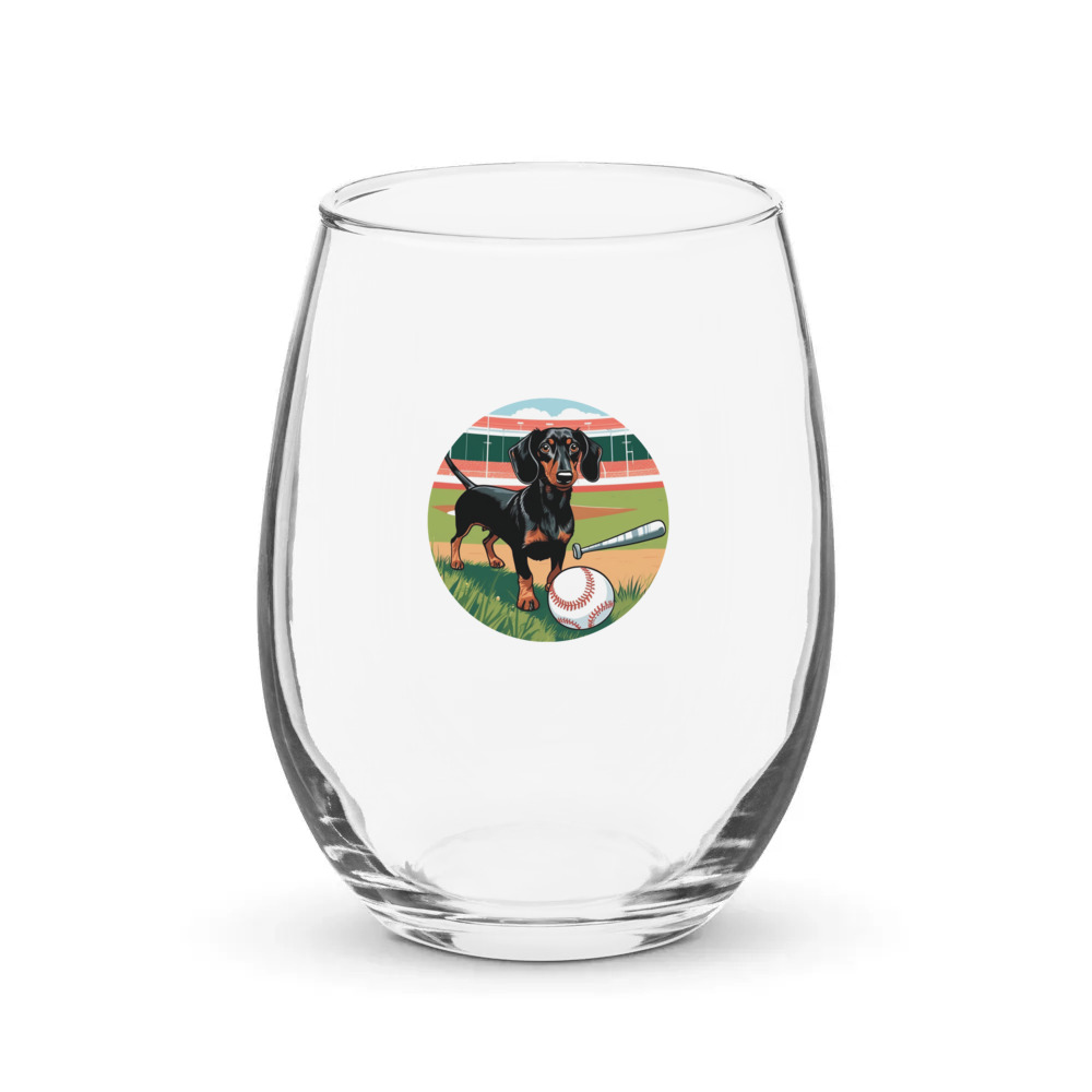 PugMug Custom Black Dachshund Stemless Wine Glass