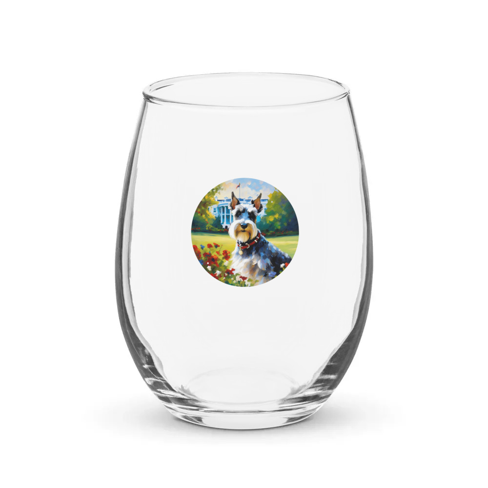 PugMug Custom Miniature Schnauzer Stemless Wine Glass
