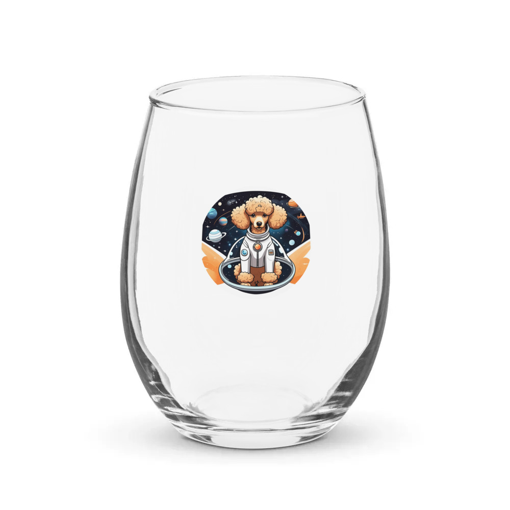 PugMug Custom Tan Poodle Stemless Wine Glass