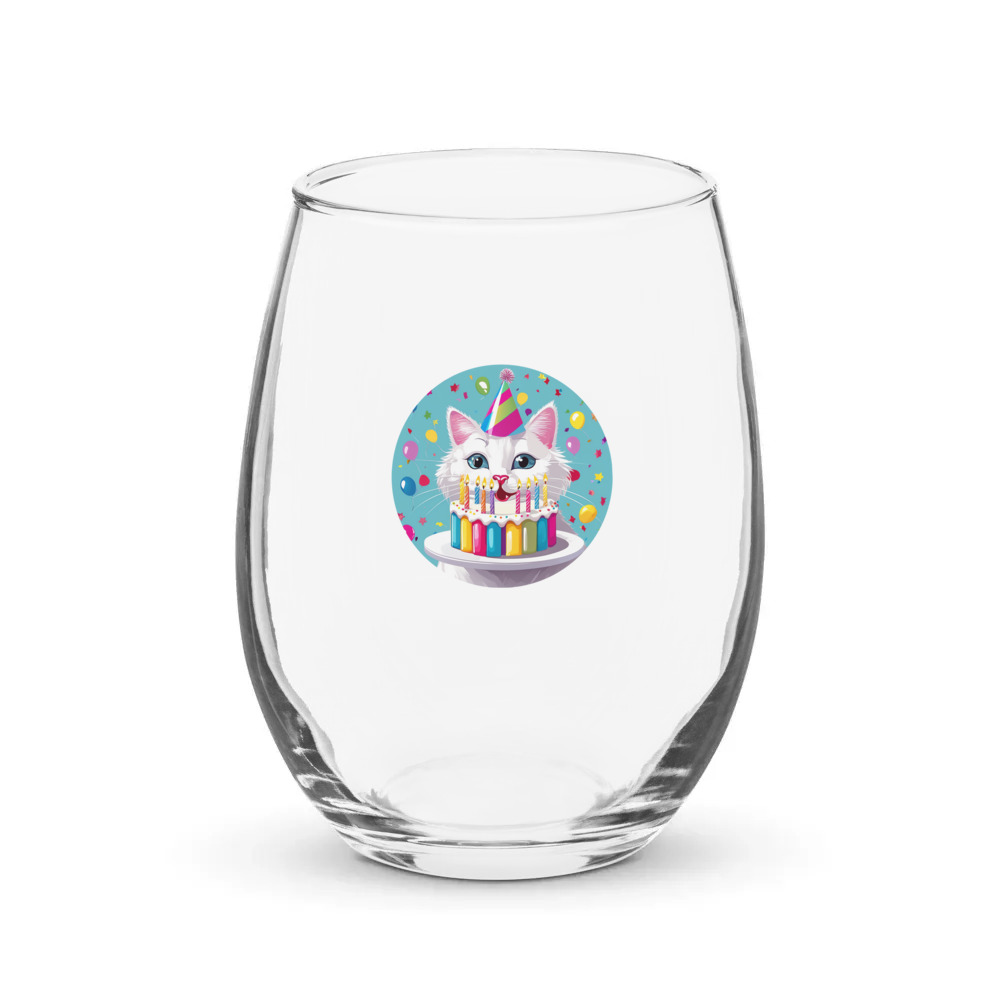 PugMug Custom White Companion Cat Stemless Wine Glass