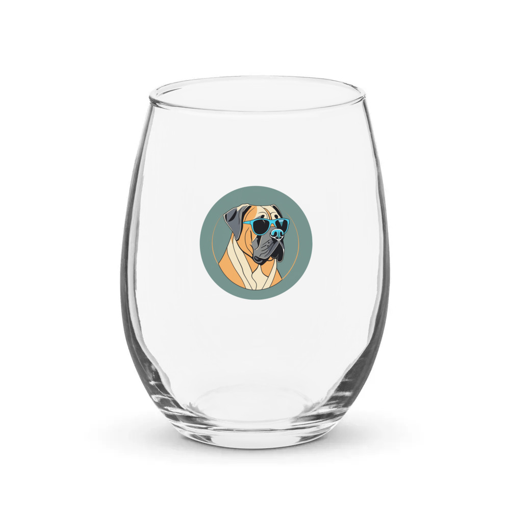 PugMug Custom Mastiff Stemless Wine Glass