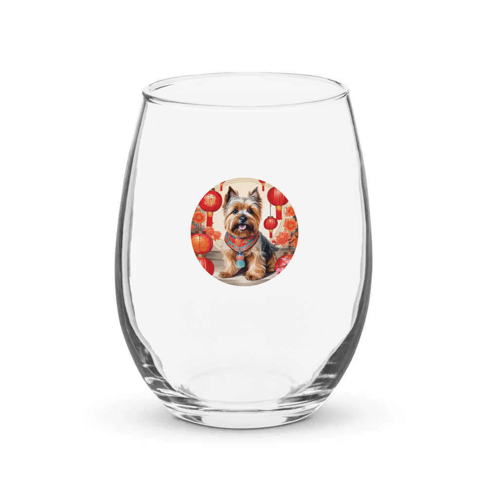 PugMug Custom Cairn Terrier Stemless Wine Glass