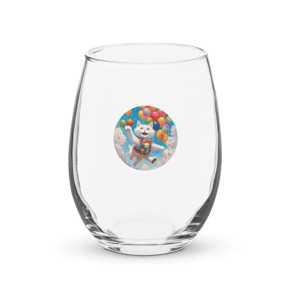 PugMug Custom White Companion Cat Stemless Wine Glass