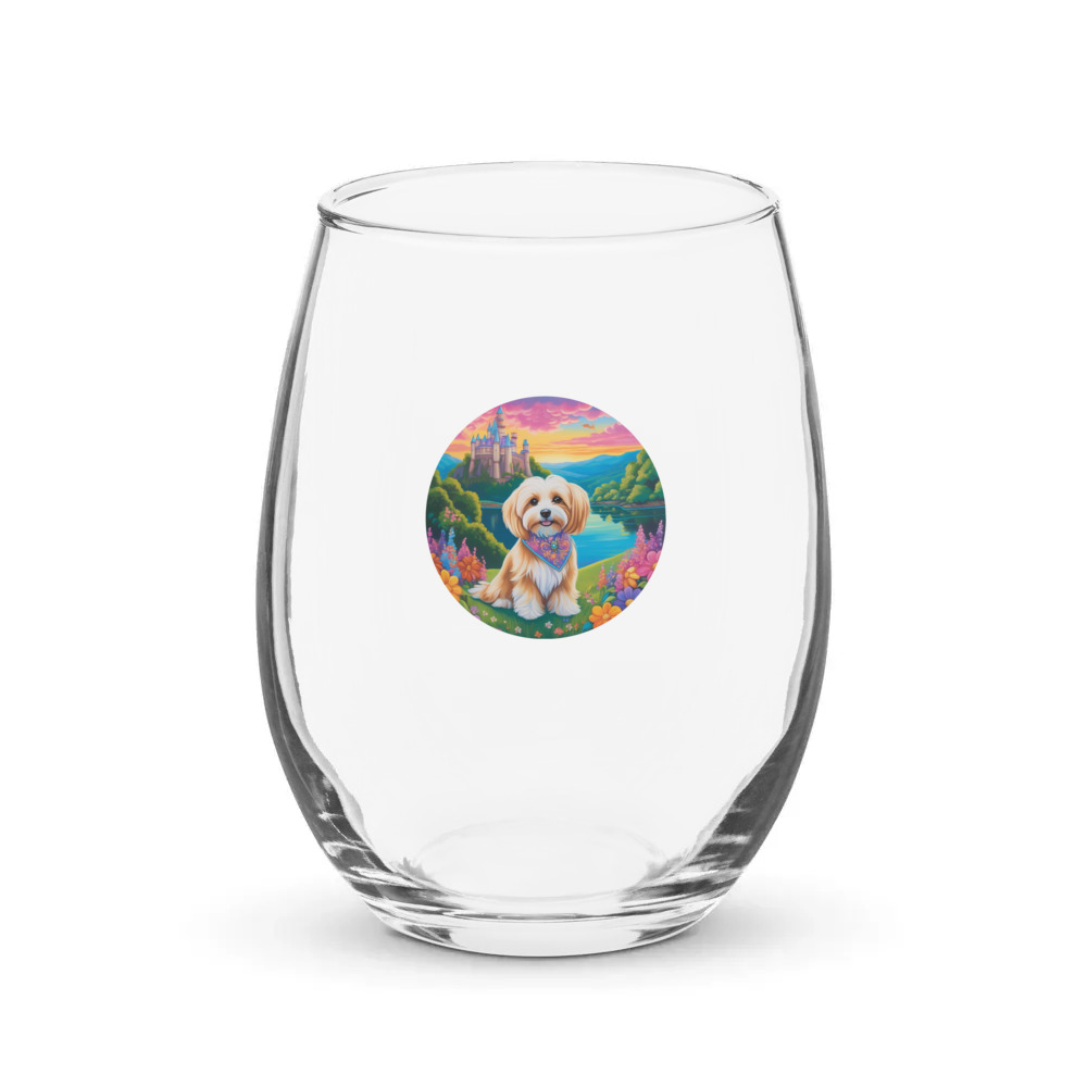 PugMug Custom Tan Havanese Dog Stemless Wine Glass