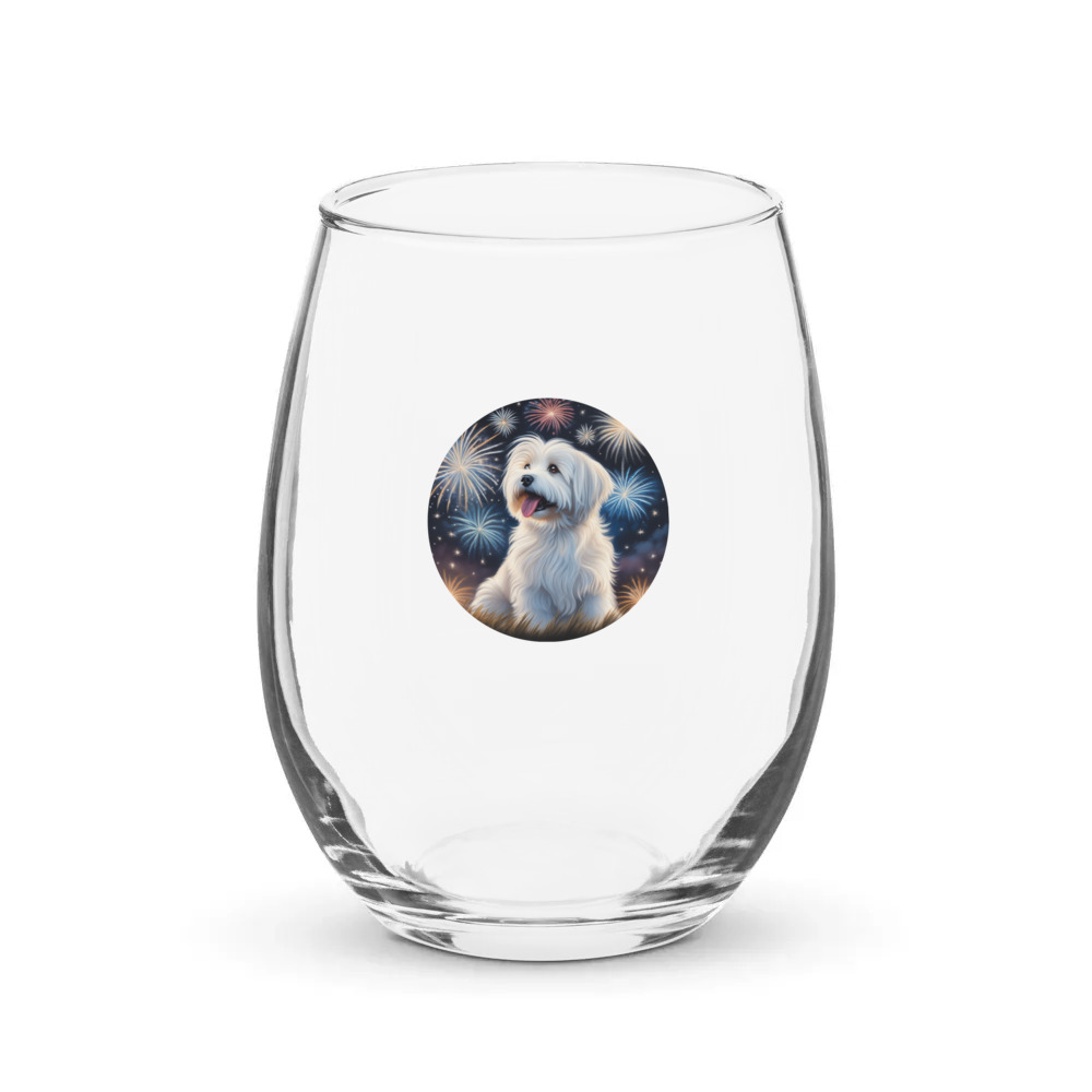 PugMug Custom White Havanese Dog Stemless Wine Glass