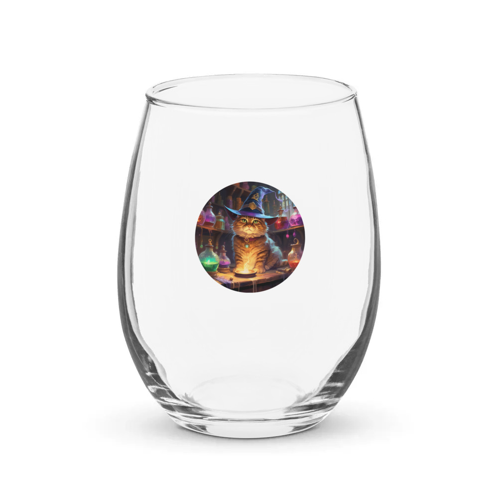 PugMug Custom Tabby Exotic Cat Stemless Wine Glass