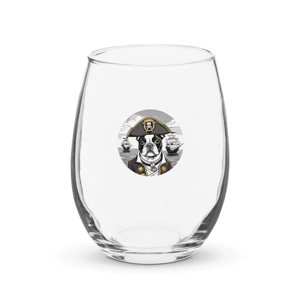 PugMug Custom Boston Terrier Stemless Wine Glass