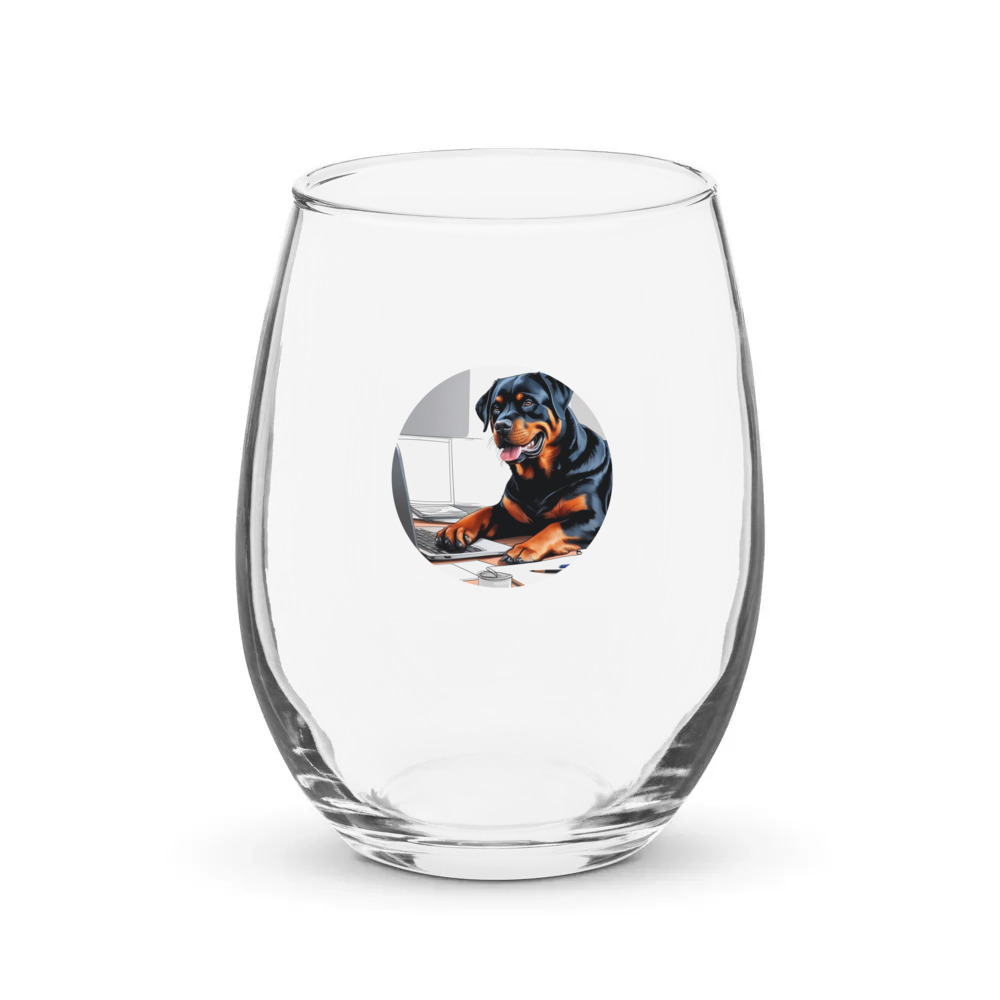 PugMug Custom Rottweiler Stemless Wine Glass