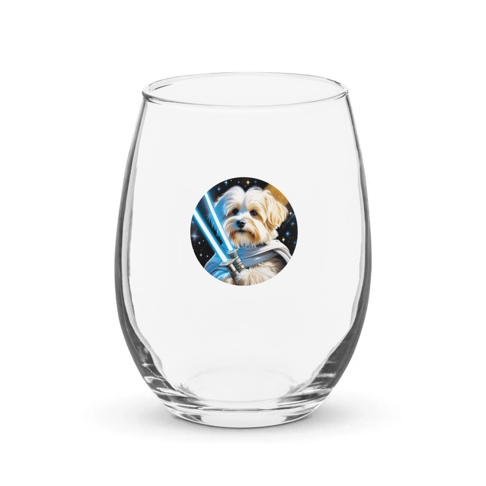 PugMug Custom White Havanese Dog Stemless Wine Glass