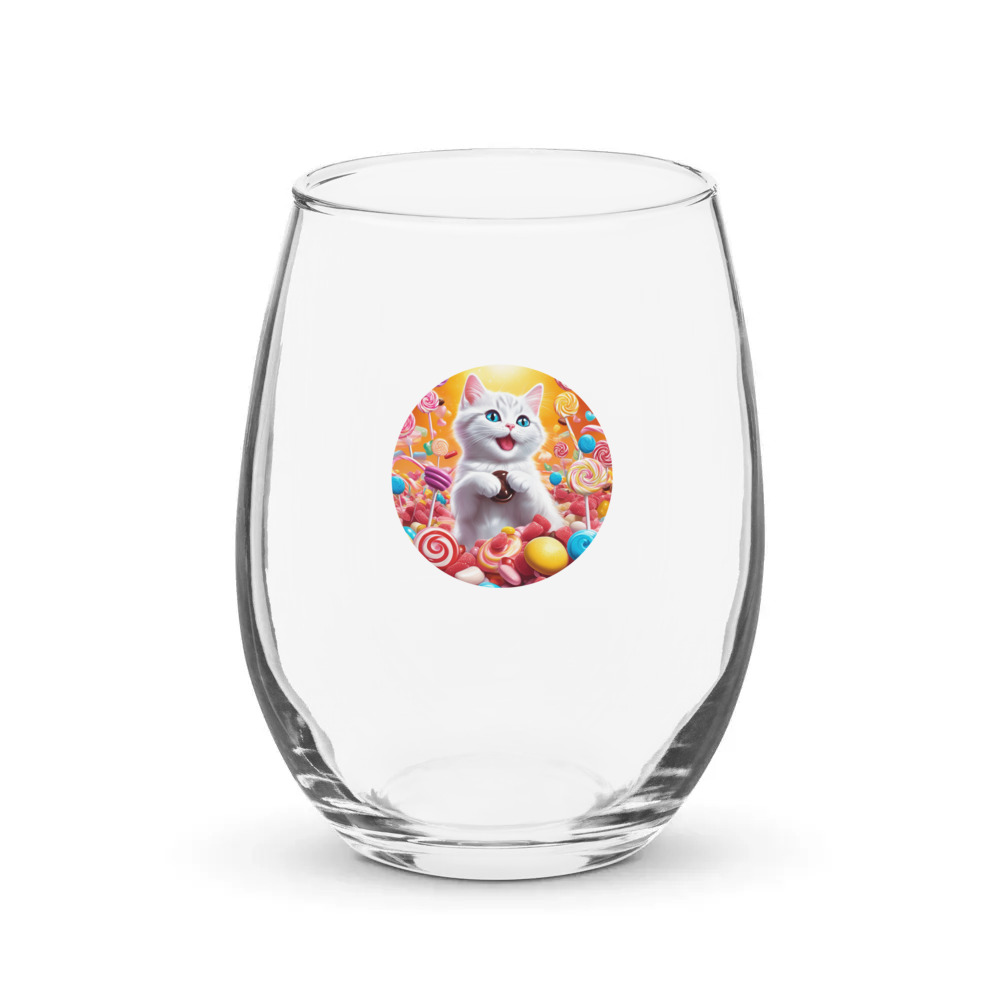 PugMug Custom White Companion Cat Stemless Wine Glass