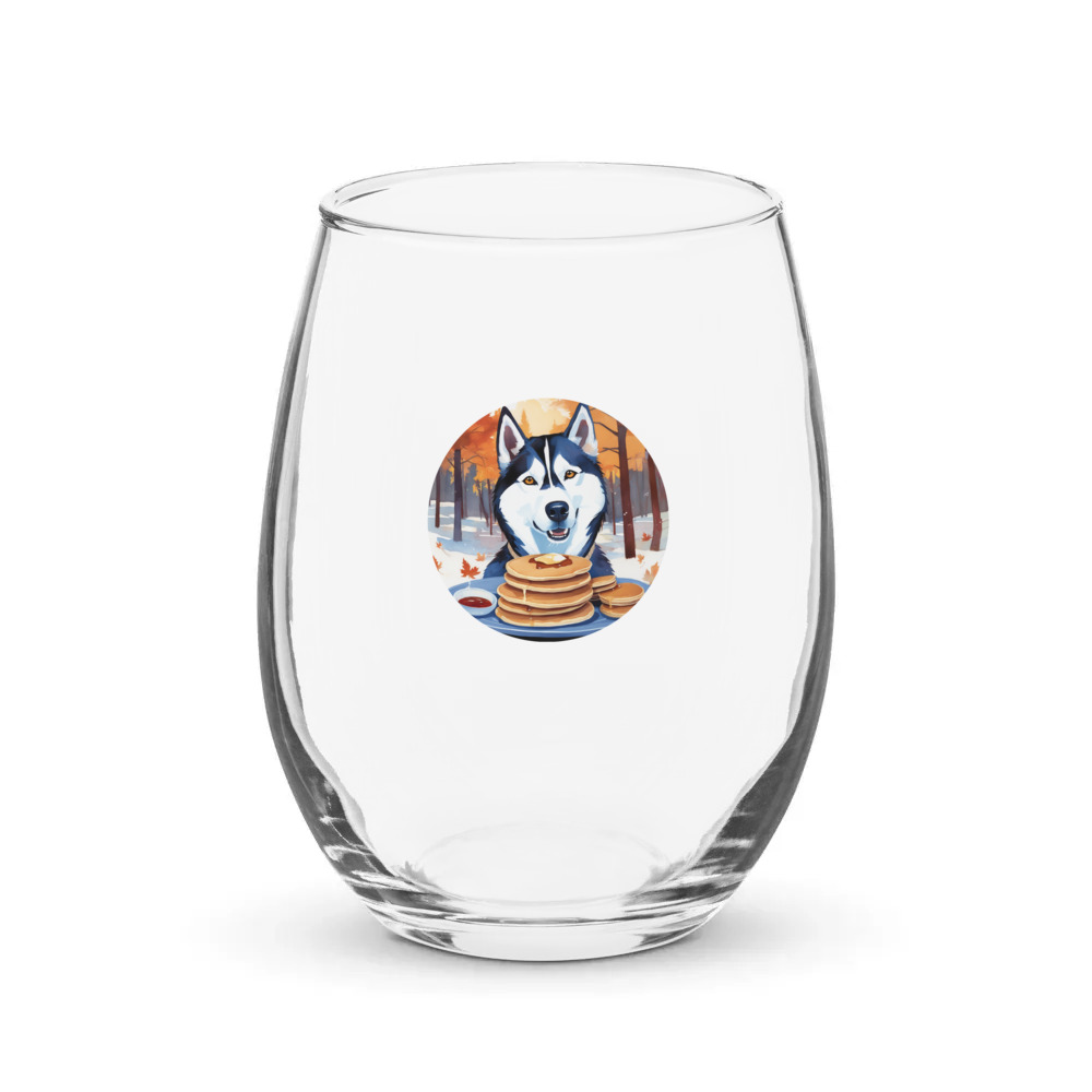 PugMug Custom Siberian Husky Stemless Wine Glass