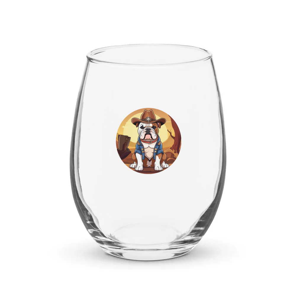 PugMug Custom Bulldog Stemless Wine Glass