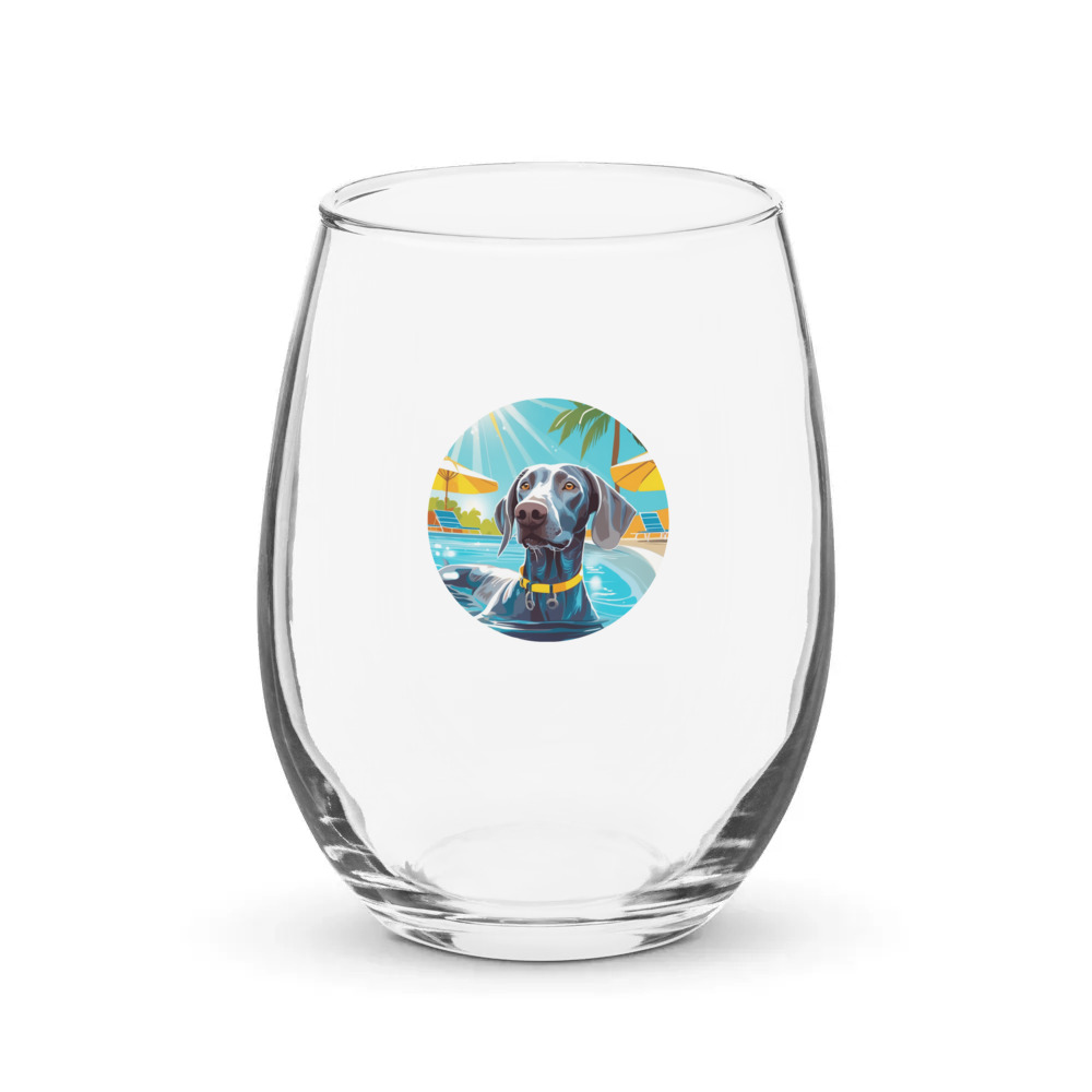 PugMug Custom Weimaraner Stemless Wine Glass