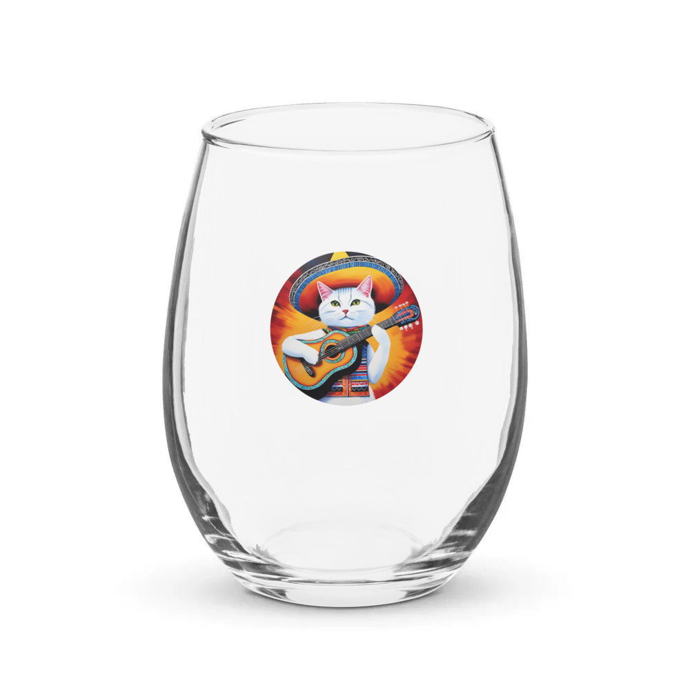 PugMug Custom White Companion Cat Stemless Wine Glass