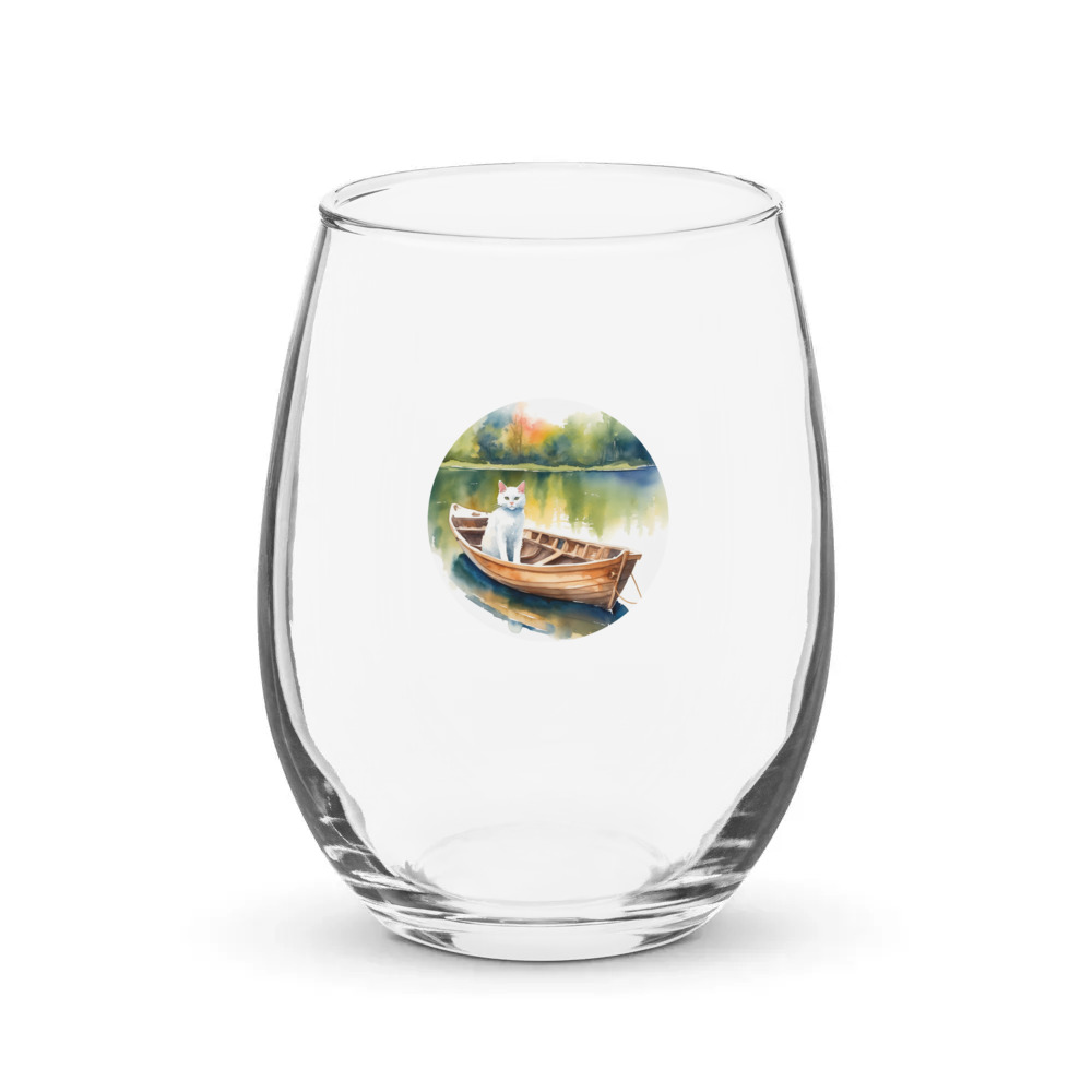PugMug Custom White Companion Cat Stemless Wine Glass