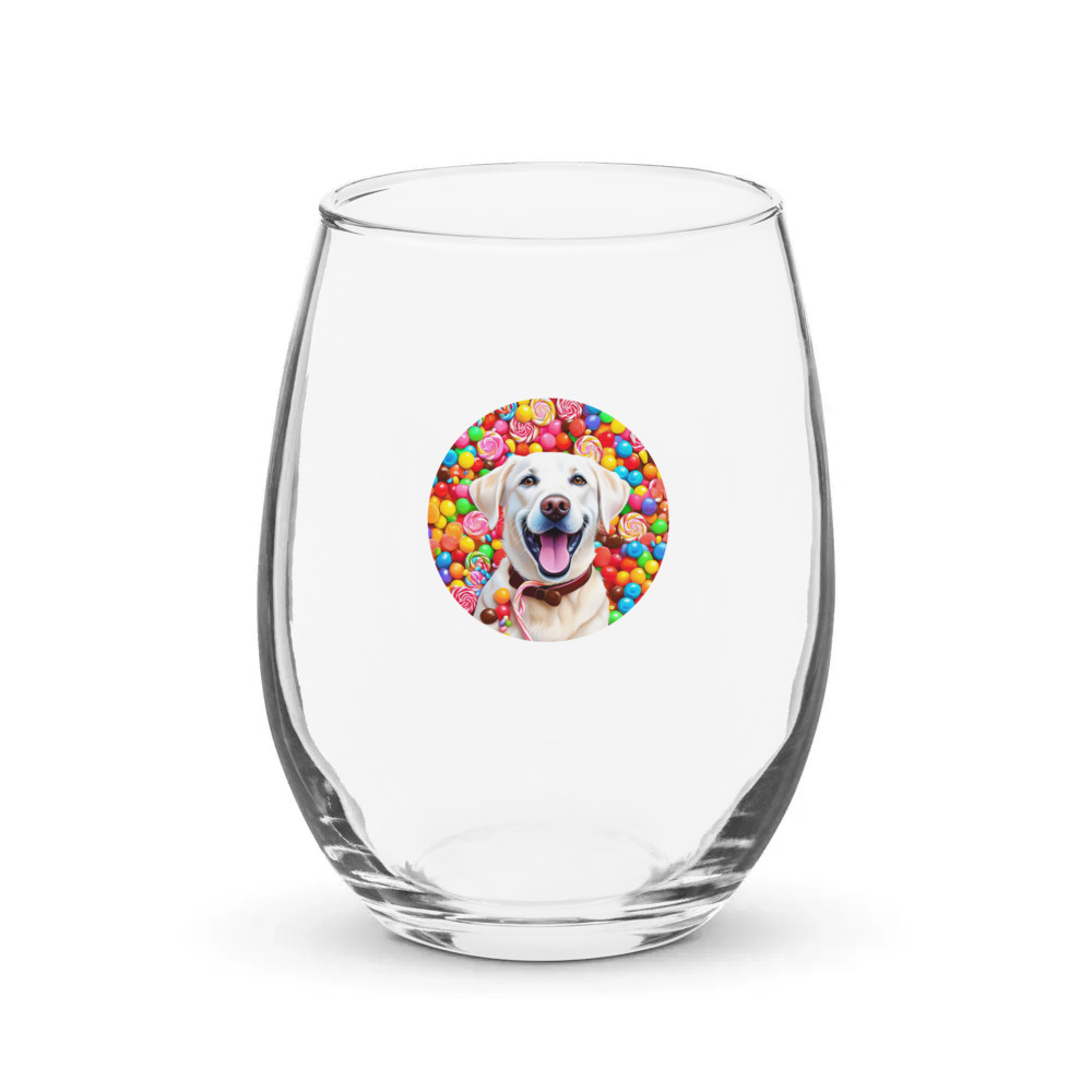 PugMug Custom White Labrador Retriever Stemless Wine Glass