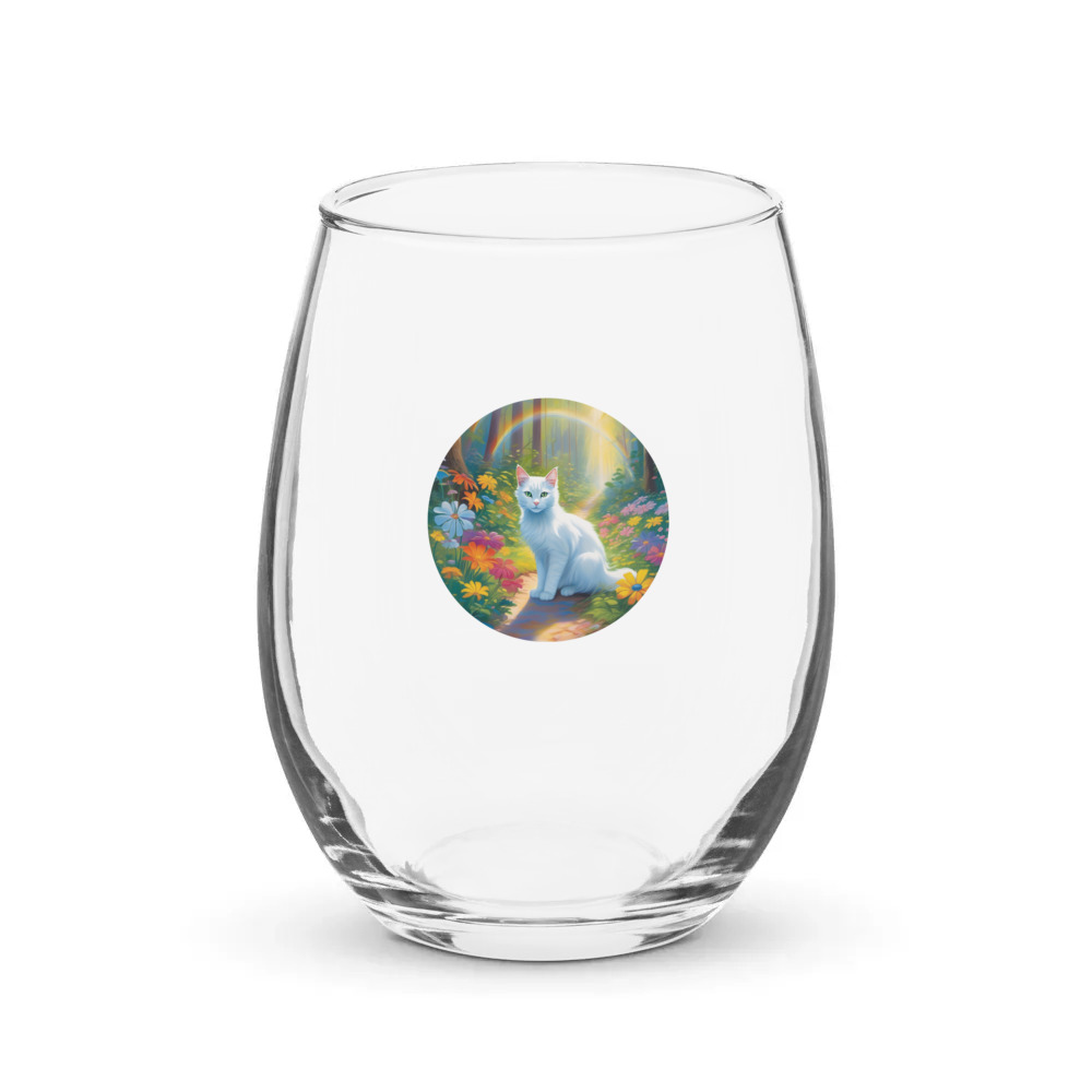 PugMug Custom White Companion Cat Stemless Wine Glass