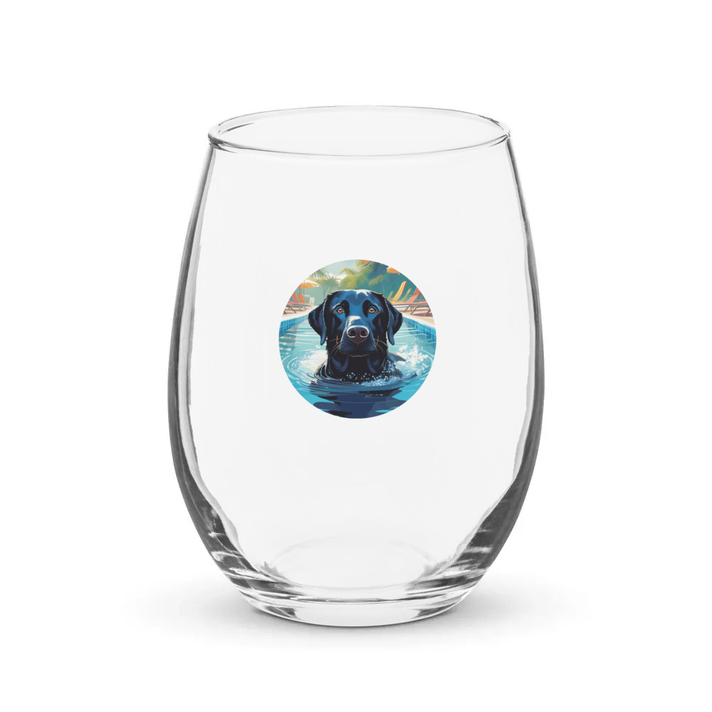 PugMug Custom Black Labrador Retriever Stemless Wine Glass