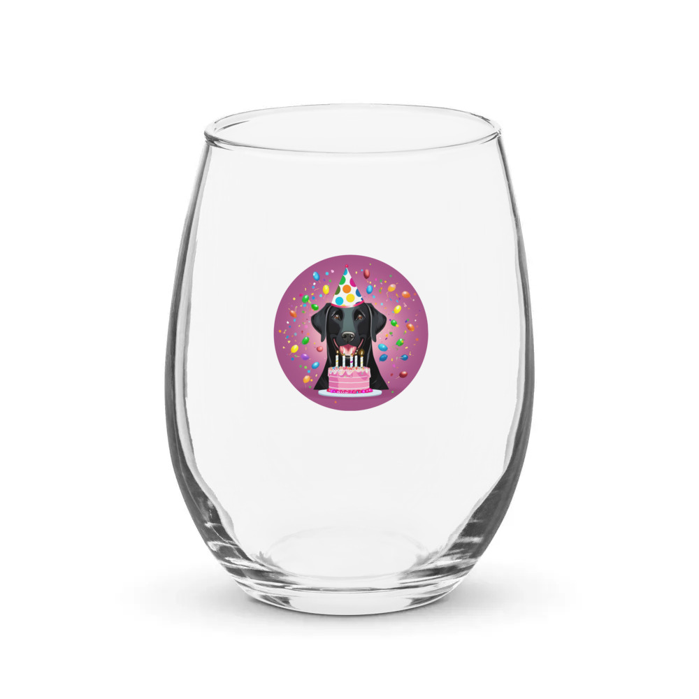 PugMug Custom Black Labrador Retriever Stemless Wine Glass