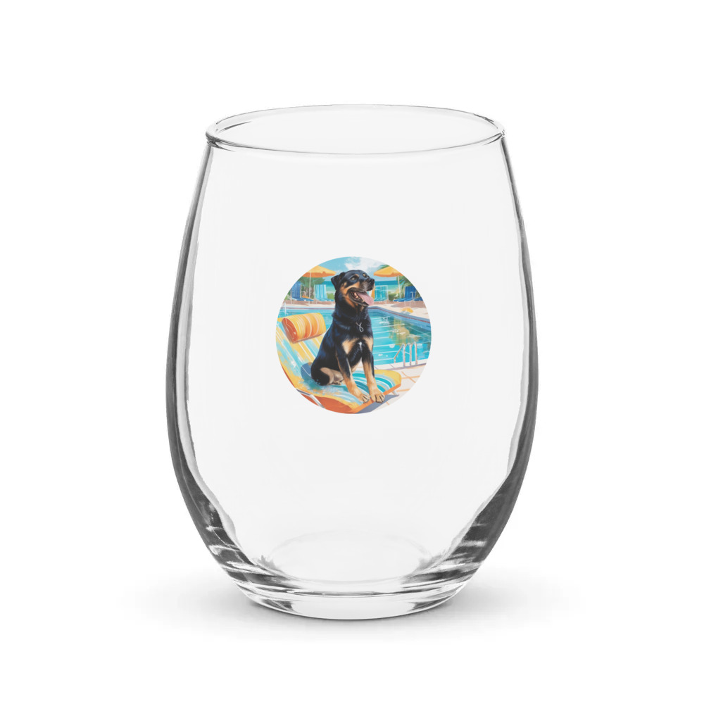 PugMug Custom Blue Stemless Wine Glass