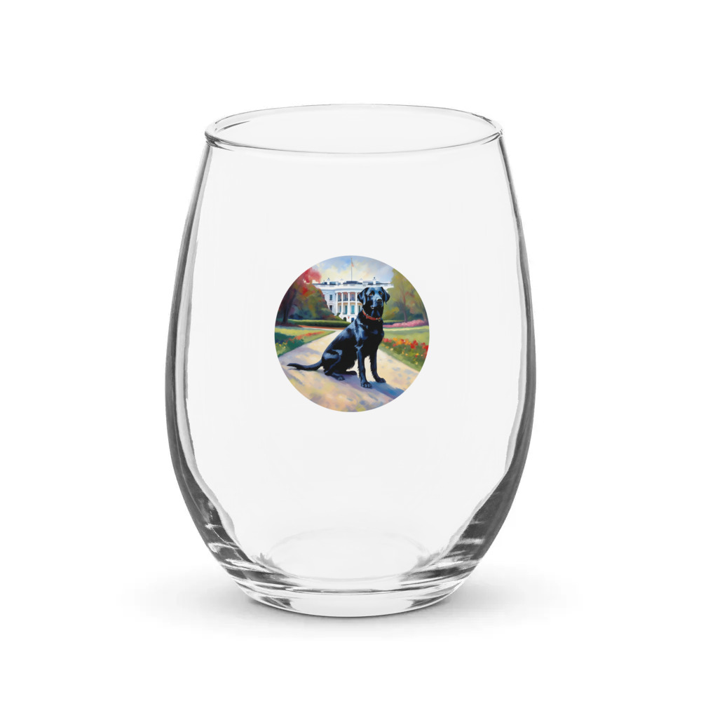 PugMug Custom Black Labrador Retriever Stemless Wine Glass