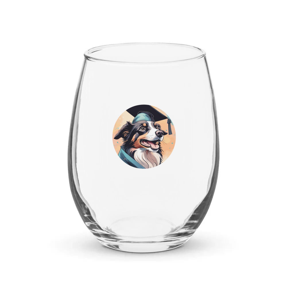 PugMug Custom Border Collie Stemless Wine Glass