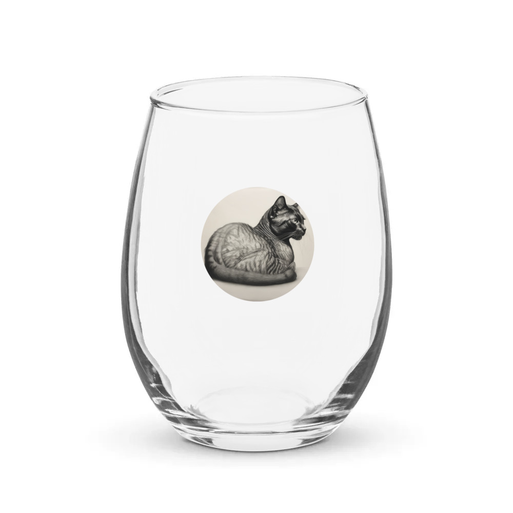 PugMug Custom Black Exotic Cat Stemless Wine Glass