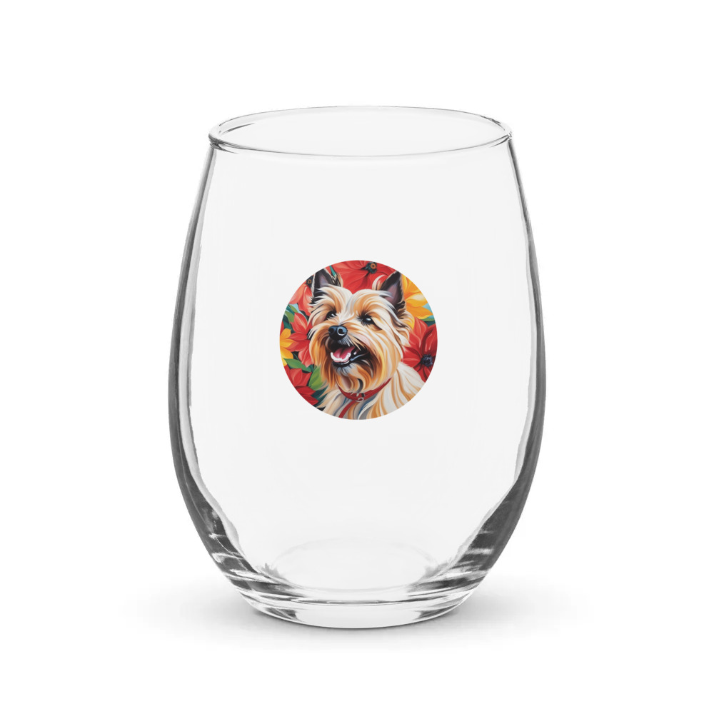 PugMug Custom Cairn Terrier Stemless Wine Glass