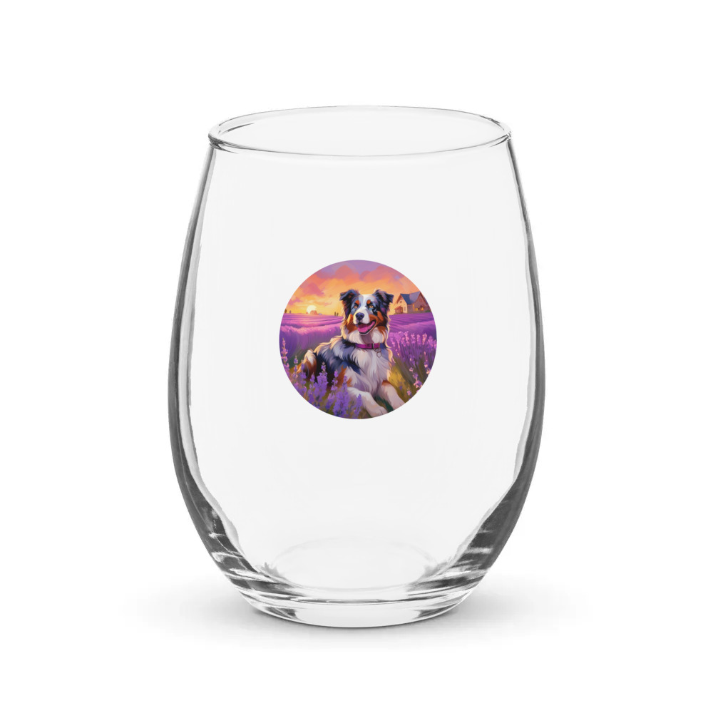 PugMug Custom Australian Shepherd Dog Stemless Wine Glass