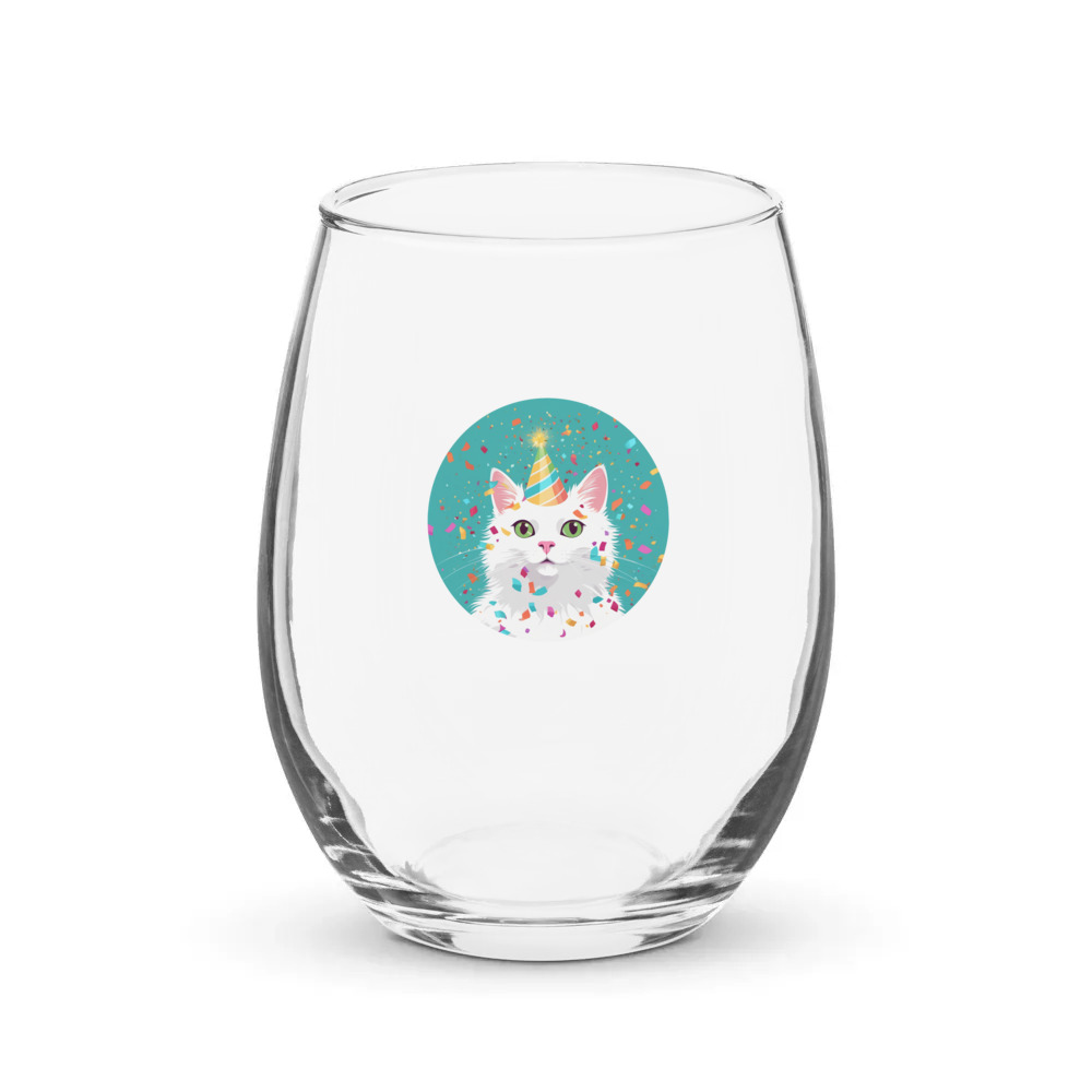 PugMug Custom White Companion Cat Stemless Wine Glass