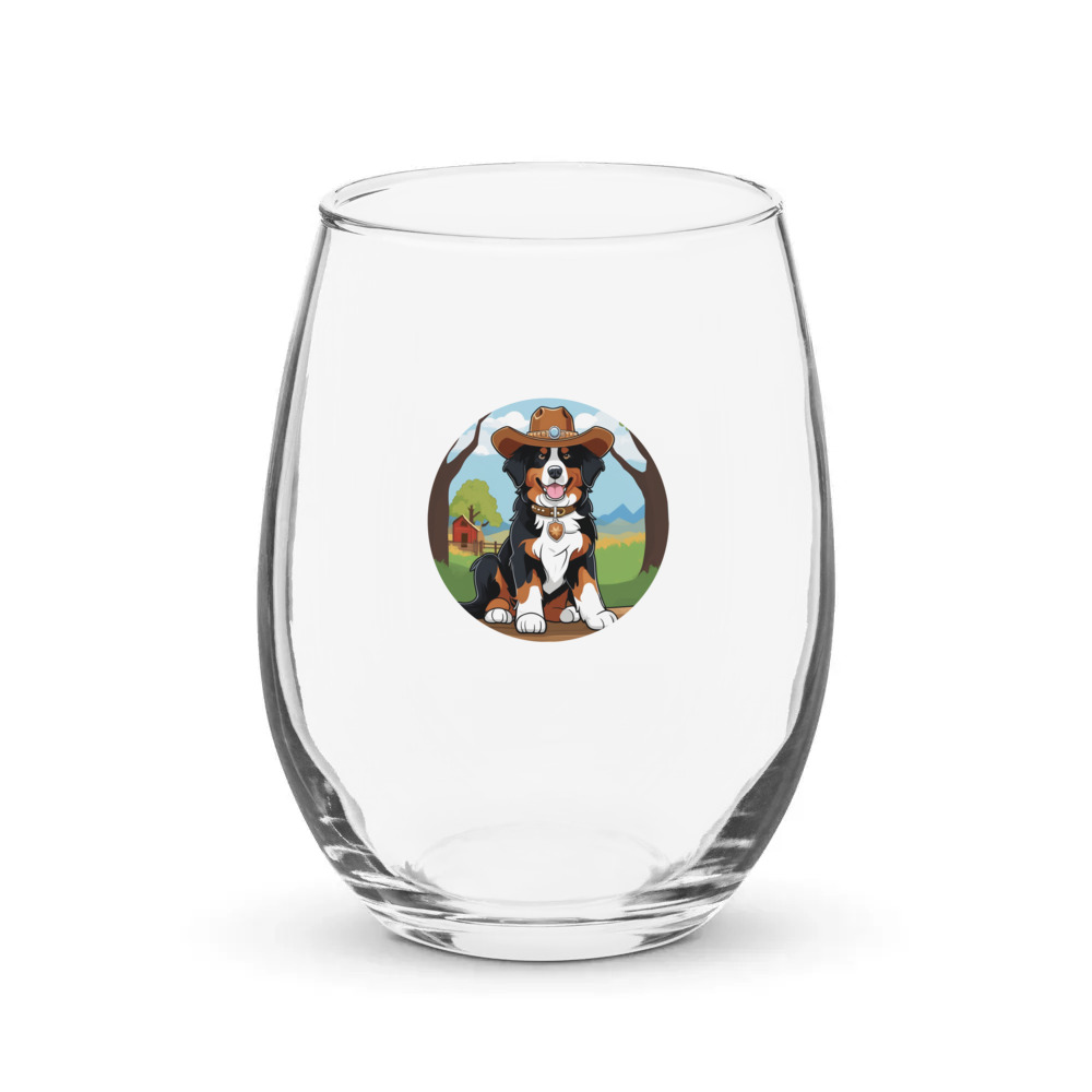 PugMug Custom Bernese Mountain Dog Stemless Wine Glass