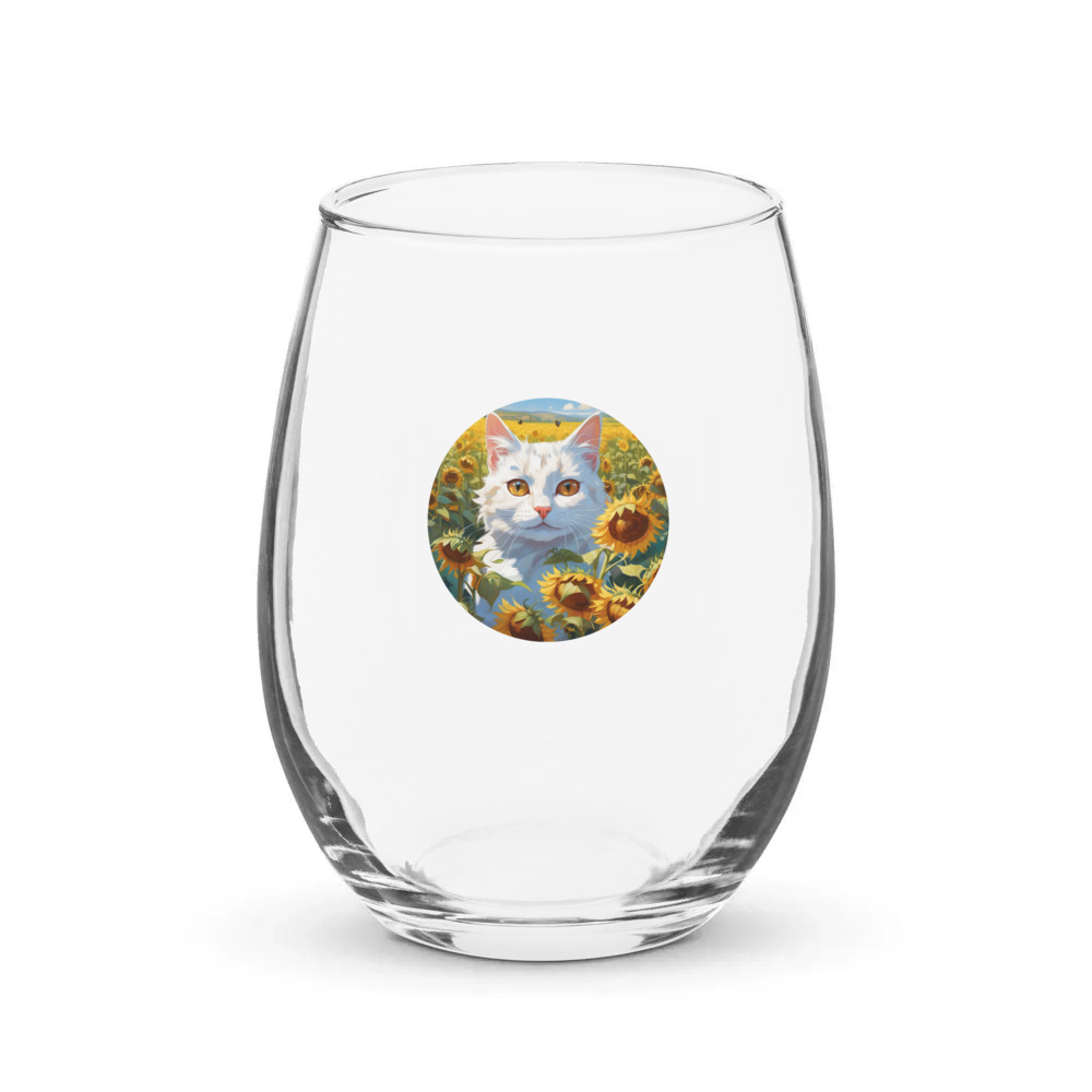 PugMug Custom White Companion Cat Stemless Wine Glass