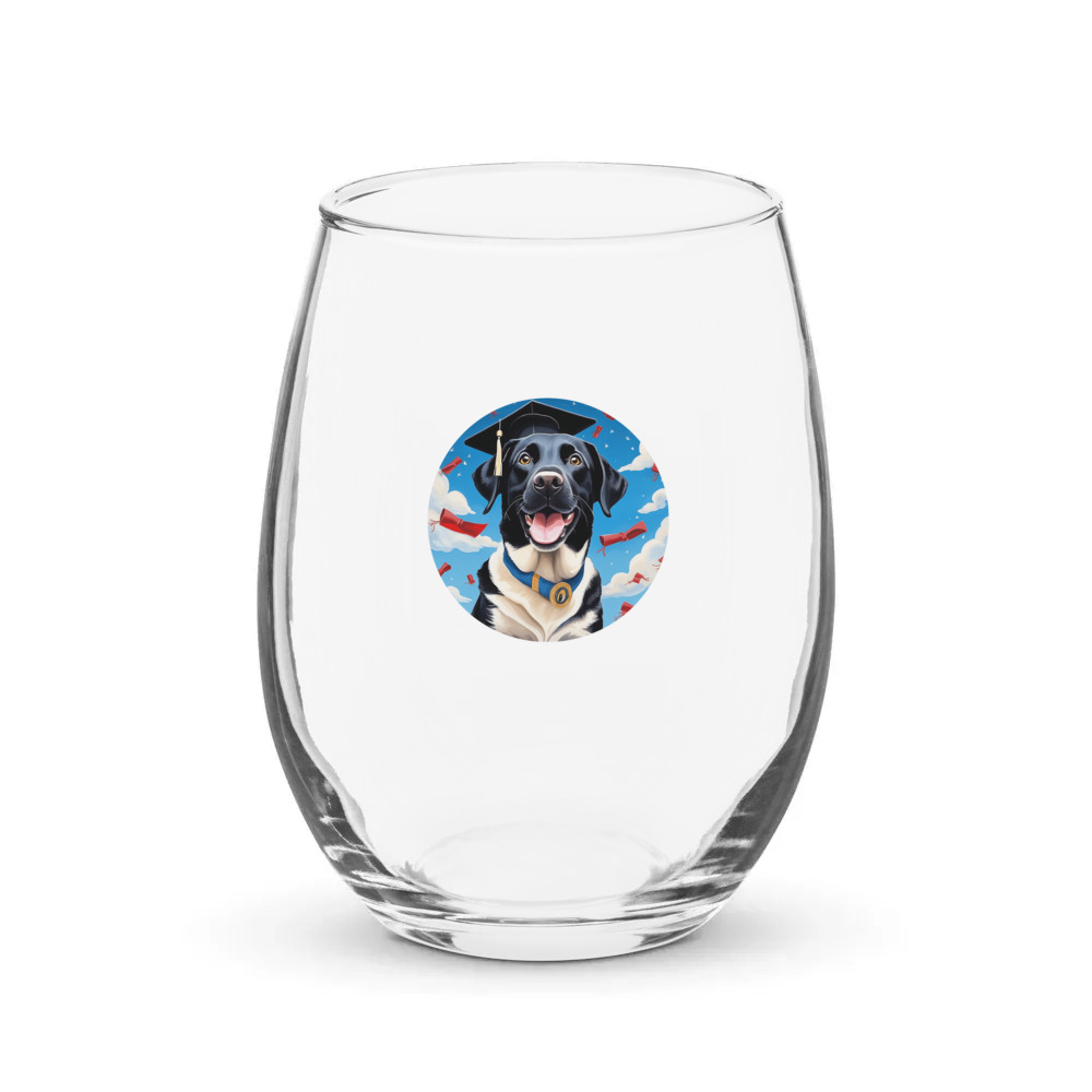 PugMug Custom Black Labrador Retriever Stemless Wine Glass