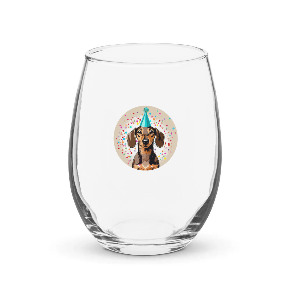 PugMug Custom Tan Dachshund Stemless Wine Glass